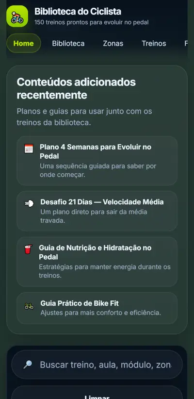 Conteúdos adicionais como plano de 4 semanas e guia de nutrição